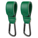 Baby Stroller Hooks Bag Hooks for Hanging Diaper Bags Multipurpose Hooks for Grocery Shopping Bags Premium Vegan Leather Pram Straps 2 Pcs (Green) by TinyTreasures Baby Boutique
