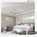 Nickel Chandeliers for Dining Room, 8-Light Chandelier Light Fixture Over Table Modern Candle Chandelier 44in Master Bedroom Chandeliers Lighting for Entry Foyer Bathtub Living Room by CozyNest Decor
