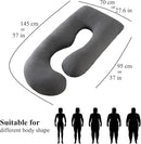 Pregnancy Pillow, Full Body Maternity Pillow 57 inch, with Removable Washable Cover - Support for Legs, Back, Neck, Shoulder, HIPS, Belly for Pregnent Women, Jersey Knit Cotton (Dark Grey) by TinyTreasures Baby Boutique
