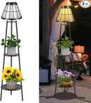 2 Pack Solar Lights Outdoor with Plant Stands, Solar Floor Lamp Street Lights Metal Tripod Patio Lights for Garden Yard Pathway Driveway Front/Back Porch Decoration by GreenHaven Gardens