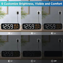 Peakeep Digital Alarm Clock Large Display for Bedrooms with Calendar, Auto DST, Desk Clock Electric Plug in for Living Room, Battery Backup, USB Port, 5 Dimmers by CozyNest Decor