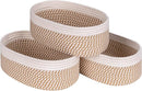 Shelf Storage Baskets for Organizing|Decorative Basket for Closet Storage|Toy Baskets&Bins|Small Woven Rope Baskets-13x8.66x5.11’’,Durable&Stylish,Oval 3 Packs Off White&Mixed Camel by TinyTreasures Baby Boutique