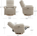 CHITA Power Recliner Chair, Electric Triple-Motor Swivel Glider Nursery Rocking Chair with Adjustable Power Headrest and Lumbar Support, GREENGARD Gold Certified, Solid Wood Base, Khaki Grey by TinyTreasures Baby Boutique