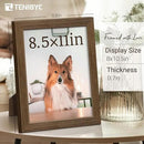 8.5x11 Picture Frame Set of 3 - Brown Woodgrain, Wood Photo Frame, HD Tempered Glass, Table Display or Wall Hanging by CozyNest Decor