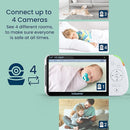 Babysense 5.5" Full-HD Split-Screen Baby Monitor, 1080p Video Baby Monitor with Camera and Audio, 3 Cameras with 6-Color RGB Night Light, 1000ft Range, Two-Way Audio, 4X Zoom, Large Battery by TinyTreasures Baby Boutique