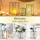 Glass Hurricane Candle Holder Large - Hewory 18pcs Black Rectangle Flower Holders Centerpiece for Table, Tall Floor Square Pillar Candle Lantern for Wedding, Anniversary, Party, Fireplace, Dining Room by CozyNest Decor