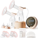 NCVI 8100 Double Electric Breast Pump Suitable for Large Nipples with 4 Modes|9 Levels, Anti-Backflow Milk Breastfeeding Pump with 24/28mm Silicone Flanges, Handheld Motor and LED Display, Ultra-Quiet by TinyTreasures Baby Boutique