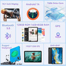HUIHUANG Tablet 10 Inch Android 14 Tablet, 16GB RAM 128GB ROM, 1TB Expansion, Octa-core, Large Capacity Battery, 5MP + 8MP Dual Camera, 5G/2.4G WiFi, Bluetooth 5.0, GPS, Drop-Proof Case (Blue) by TinyTreasures Baby Boutique
