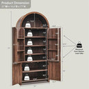 71" Tall Arched Bathroom Storage Cabinet, Modern Fluted Storage Cabinet w/Doors, 3 Adjustable Shelves, 6 Door Shelves, Wood Freestanding Cabinet for Bathroom, Entryway, Hallway, Brown by CozyNest Decor