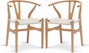 POLY & BARK Weave Dining Chairs – Mid-Century Modern Wishbone Dining Chairs with Arms, Solid Wood Frame, Indoor Use – Natural – Set of 2 - Ideal for Dining Room, Kitchen or Stylish Accent Setting by CozyNest Decor