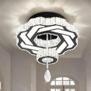 Flashing God 16 Inch Mini Chandelier Modern Crystal Chandeliers Light Semi Flush Mount Ceiling Light Fixture Small Black Chandelier for Bedroom Hallway Kitchen Foyer by CozyNest Decor