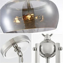 WUZUPS Nickel Chandelier Rustic Farmhouse Industrial Round Ceiling Pendant LED Light Fixture Electroplated Gray Glass Shade for Dining Room Kitchen Island Foyer Entryway, H 20.9" W 15.9", E26 Base by CozyNest Decor