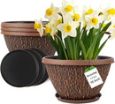4 Pack 10 Inch Plant Pot, Flower Pots Outdoor with Drainage Hole & Tray, Thickened Plastic Planters for Indoor Outdoor Plants, Lightweight Modern Decorative Garden Pot with Saucer by CozyNest Decor