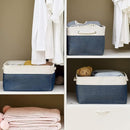 TheWarmHome Storage Bins for Shelves - 1 Pack 15.7x11.8x8.3 inch Fabric Storage Cubes, Storage Basket for Organizing Gift Laundry Cloth Toy Room (White & Jean Blue) by TinyTreasures Baby Boutique