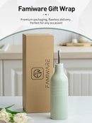 famiware Jupiter 16oz Ceramic Olive Oil Dispenser Bottle, 1 Piece Oil Dispenser for Kitchen with Stainless Steel Pourers, Suitable for Storage Vinegar, Soy Sauce, Coffee Syrup, Light Green by CozyNest Decor