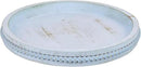 Round Wood Serving Tray with Beads, Blue Washed Wooden Decorative Tray for Entertaining, Decoration, and Gifting by CozyNest Decor