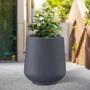 Kante 15.3" Dia Round Concrete Planter, Outdoor Indoor Large Plant Pots Containers with Drainage Hole and Rubber Plug for Home Garden Patio, Dark Gray by GreenHaven Gardens