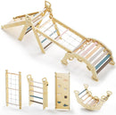 BlueWood 2025 8-in-1 Pikler Triangle Climbing Set Toddler Toys Indoor Baby Jungle Gym Climber Playground for Kids - Mauve Pink by TinyTreasures Baby Boutique