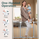Cumbor 29.7-48" Baby Gate for Stairs, Mom's Choice Awards Winner-Dog Gates for Doorways, Auto Close Safety Pet Gate for Dogs Indoor, Easy Install Pressure Mounted Child Gate with Walk Thru Door, Gray by TinyTreasures Baby Boutique