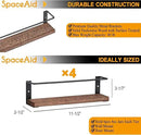 SpaceAid Spice Rack with 24 Spice Jars, 386 Spice Labels, Chalk Marker and Funnel, Wood Hanging Seasoning Shelf for Cabinet Door or Wall Mount (4 Pack) by CozyNest Decor