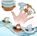 Bath Pool Toys for Toddler, Stacking Toys with 3 Boat 3 Sensory Finger Puppets, Toddler Toys Gifts for 2-4 Year Old Boy Girl, Model A by TinyTreasures Baby Boutique