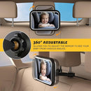 Baby Car Mirror with Light, 7 RGB Light Rear Facing Baby Car Seat Mirror with Remote Control Rechargeable 360° Rotation Hook Clip Design Wide View Shatterproof by TinyTreasures Baby Boutique