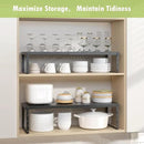 Expandable Cabinet Organizer Shelf With Adjustable Height, Stackable Kitchen Countertop Organizer Rack, Adjustable Shelf Riser For Kitchen Counter, Pantry, Cupboard, Desk, Tabletop