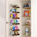 bukfen Over the Door Pantry Organizer, 6-Tier Adjustable Wooden Basket Kitchen Pantry Door Organization and Storage, Heavy-Duty Metal Hanging Kitchen Spice Rack,D6.3 x W17.71 x H50.60 inch,White by CozyNest Decor
