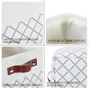 DECOMOMO White Storage Bins Fabric Storage Baskets for Shelves, Linen Closet Organization Toys Nursery (White Check, Large - 3 Pack) by CozyNest Decor