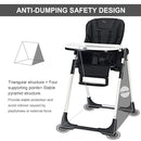 INFANS High Chair for Babies & Toddlers, Foldable Highchair with Multiple Adjustable Backrest, Footrest and Seat Height, Removable Tray, Detachable PU Leather Cushion, Built-in Rear Wheels (Black) by TinyTreasures Baby Boutique