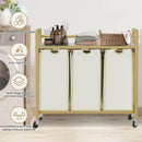 Laundry Hamper, Laundry Basket, Laundry Sorter with 3 Removable Bags, Clothes Basket with 3 Compartments, Wheels, Shelf for Laundry Room Bathroom Bedroom (3 Bags-Golden) by CozyNest Decor