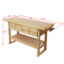 Workbench With 4 Drawers Wooden Workbench For Garage Workshop And Home - Natural by HouseOfZazla