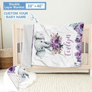 Personalized Baby Crib Bedding Set, 5 Pcs Custom Baby Bedding Set with Name, Double Layer Baby Elephant Crib Set for Girls, Soft Flannel Nursery Bedding Set, Toddlers Infants New Parents Gift by TinyTreasures Baby Boutique