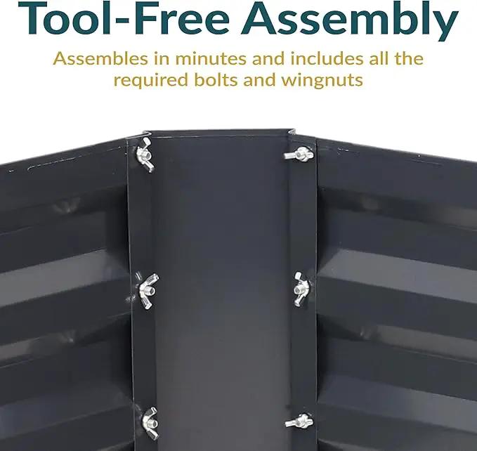Sunnydaze 11.75" H Raised Metal Garden Bed - Galvanized Raised Garden Bed Outdoor for Vegetables and Flowers - Dark Gray - 4' x 2' Rectangle, photo 7 of 10