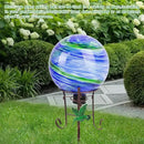 10" Diameter Gazing Ball with 8.5" Hummingbird Metal Stand Outdoor Garden Decor,Glass Globe Sphere Yard Art Decorations Outdoor,Glass Gazing Balls for Garden,Home,Lawn,Patio,Porch(Blue) by CozyNest Decor