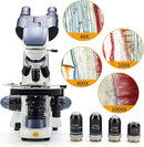 SWIFT SW380B 40X-2500X Magnification, Siedentopf Head, Research-Grade Binocular Compound Lab Microscope with Wide-Field 10X and 25X Eyepieces, Mechanical Stage, Ultra-Precise Focusing by TinyTreasures Baby Boutique