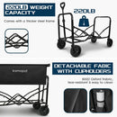 Large Collapsible Wagon Foldable for Grocery, Beach, Park, Yard, 34 x 18 Inch Inner Storage. Folding Utility Shopping Cart on Wheels. Heavy Duty, Durable w/Cupholders (Black) by GreenHaven Gardens