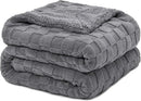 Pawque Super Soft Cozy Throw Blanket for Couch Sofa Bed - Fluffy Sherpa Fleece Reversible Thick Warm Fuzzy Blanket for All-Season, 3D Checkered Jacquard Elegant Decorative Blankets, Grey, 50" x 60" by CozyNest Decor