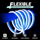 GZBtech Flexible LED Neon Rope Lights 16.4FT,AC 110-120V Waterproof Neon Strip Light, 120LEDs/M Cuttable Connectable Rope Lighting for Indoor Outdoor Home Decor/Commercial Building Use-Blue 5M by CozyNest Decor