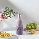 Sweejar Ceramic Olive Oil Dispenser Bottle, 20 Oz Relief Opaque Oil Cruet Protects To Reduce Oxidation, Suitable for Storage Soy Sauce, Coffee Syrup, Liquids, Set of 1 (Gradient Purple) by CozyNest Decor