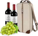ALLCAMP Wine Tote Bag with Cooler Compartment，Picnic Set Carrying Two Sets of Tableware（Cream-Colored） by TinyTreasures Baby Boutique