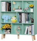 LEYAOYAO 8 Cube Bookshelf 3-Tier Bookcase with Legs, Mint-Green Kids Book Shelf Cute Storage Organizer, Large Open Toy Shelves Modern Bookshelves,Display Bookcases for Bedroom,Living Room,Nursery by CozyNest Decor