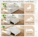 68.11" Corduroy Sleeper Chair Bed with USB Port, Cup Holders & Side Storage Pockets – 3-in-1 Foldable Sofa Bed for Guest Room, Living Room -White by CozyNest Decor