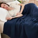 EMME Cotton Muslin Blanket King Size - Soft, Breathable Layering Blanket, 108"x90", All Season Gauze, Navy by CozyNest Decor