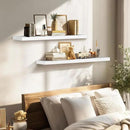 36"x6.8"x1.2" Solid Wood Floating Shelves 2-Pack - Rustic White Finish with Hidden Brackets, Perfect for Storage and Décor in Living Room, Kitchen, Bedroom by CozyNest Decor