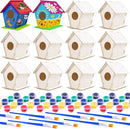 hapray 12 Pack Bird House Kit, DIY Birdhouse Kits, Wooden Crafts Arts for Children to Build and Paint (Includes Paints & Brushes) for Kids Girls Boys Toddlers Christmas Gift by TinyTreasures Baby Boutique