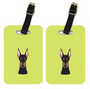 Checkerboard Lime Green Doberman Luggage Tag