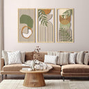 IARTTOP Boho Mid-century Modern Wood Wall Art 16x32 Inch Large Green Abstract Wood Wall Decor Mid Century Bohemian Artwork for Bedroom Living Room Office Kitchen Set of 3 by CozyNest Decor