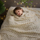 NEWCOSPLAY Super Soft King Blanket Ivory Premium Silky Flannel Fleece 3D Clouds Stylish Jacquard Lightweight Bed Blanket All Season Use 350GSM (Ivory, King(90"x110")) by CozyNest Decor