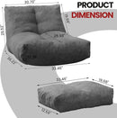 Bean Bag Chair with Ottoman, Comfy Bean Bag Sofa with Memory Foam, Lazy BeanBag Sofa with Footstool, Fireside Bean Bag Couch for Living Room, Bedroom, Apartment by TinyTreasures Baby Boutique